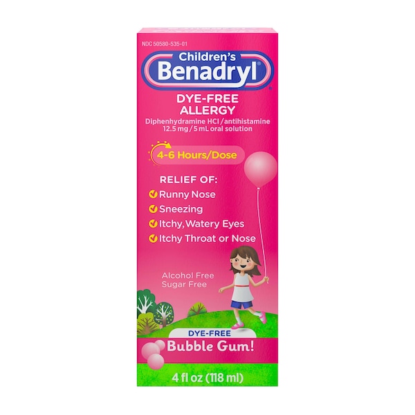 Dye Free Allergy Liquid Bubblegum 4 fl. oz., PK36